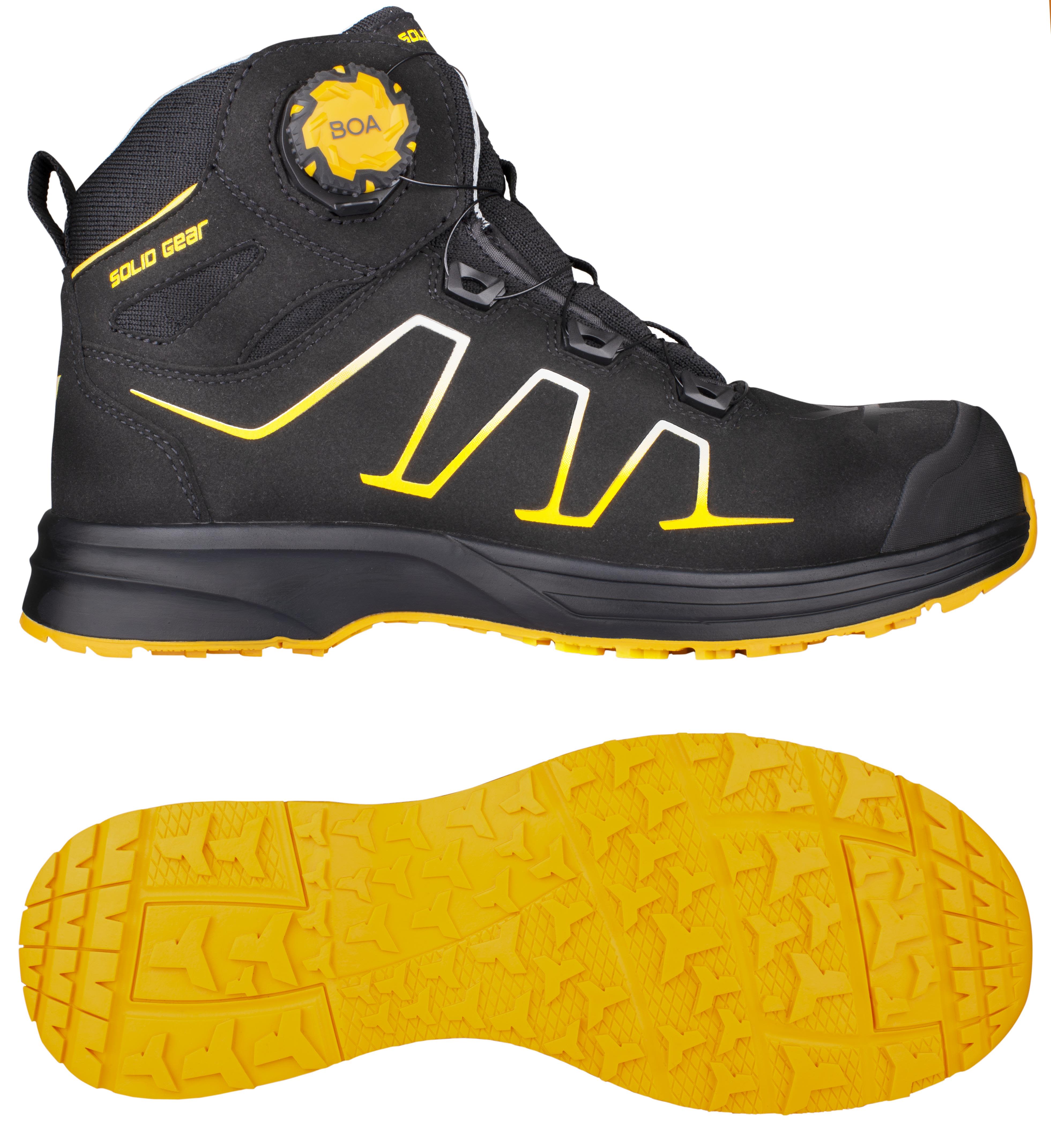 Solid Gear Reckon Skyddskänga S3, BOA, svart/gul 37