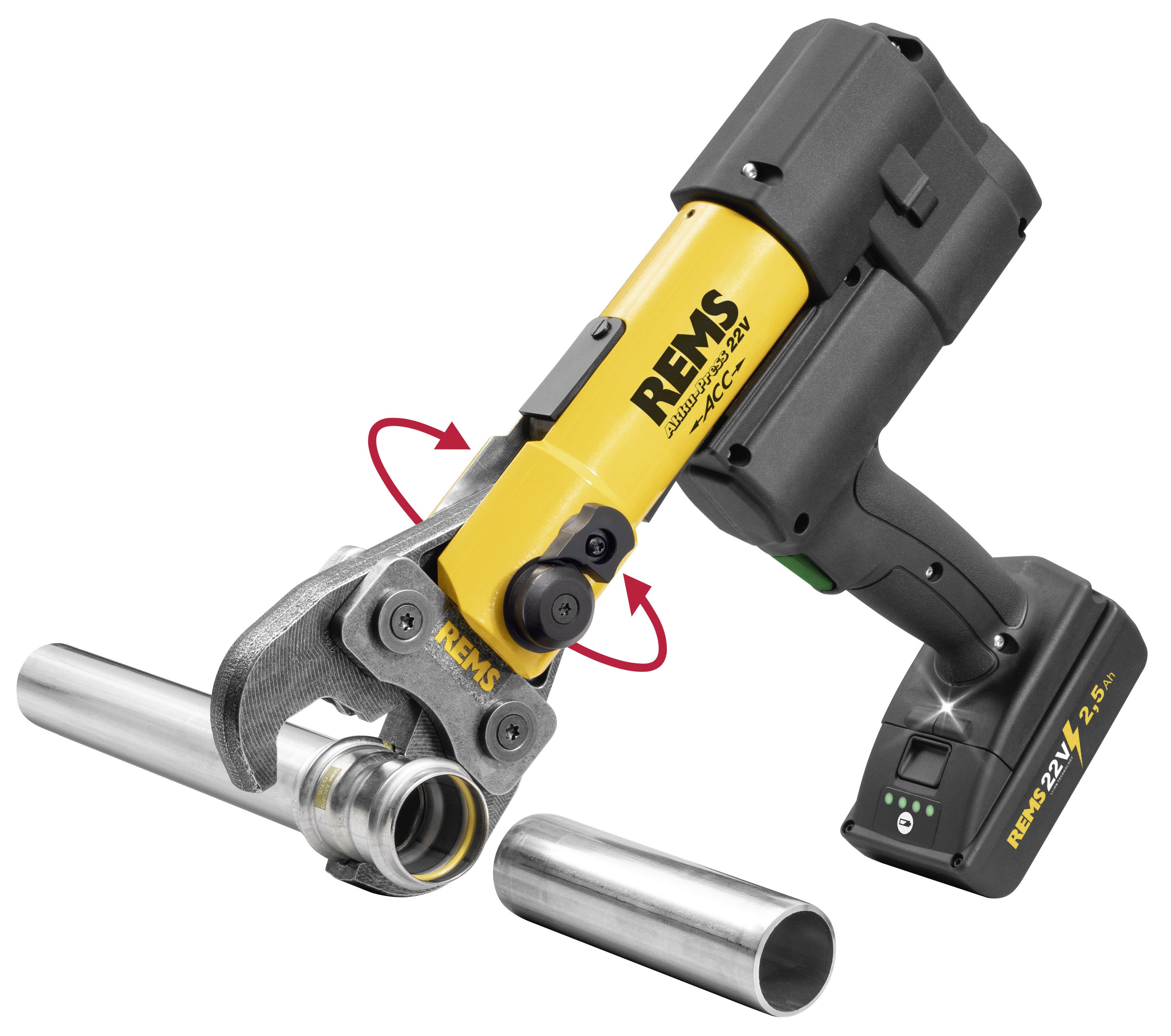 REMS Akku-Press 22 V ACC Pressmaskine med L-BOXX, batteri og oplader