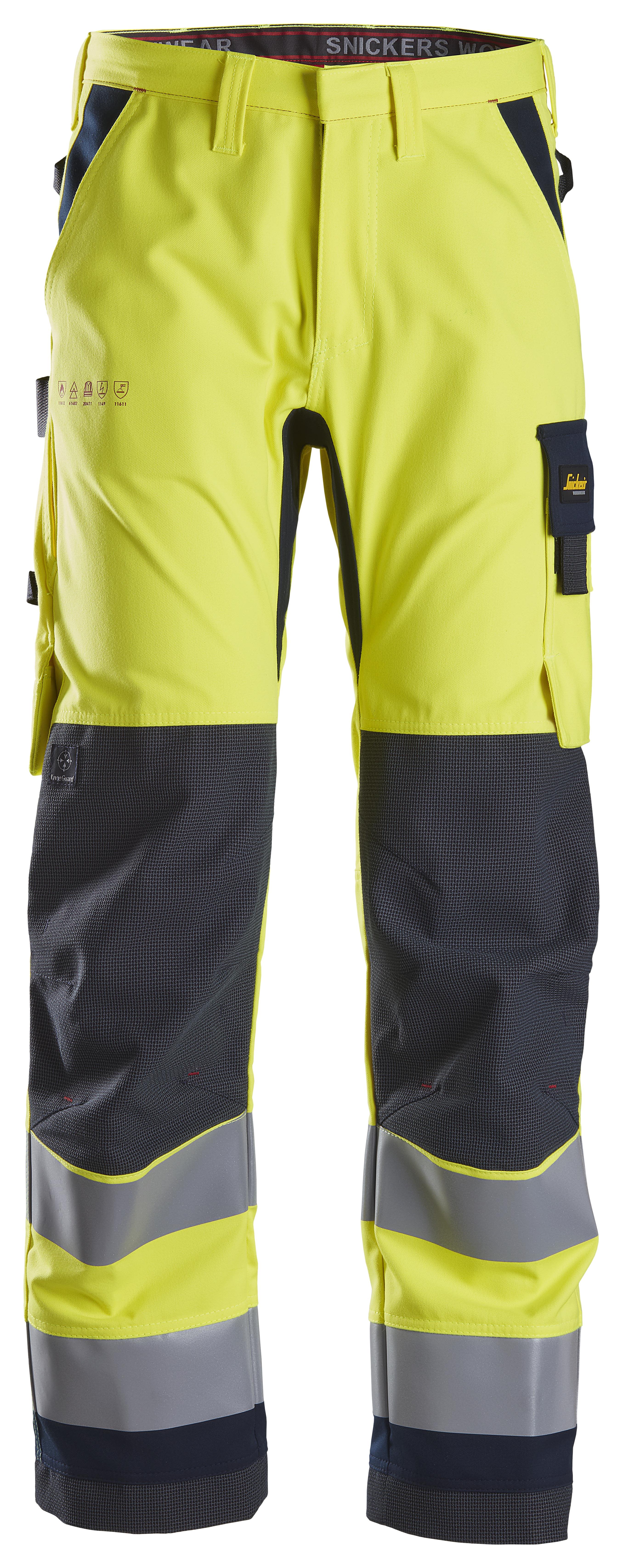 Snickers Workwear 6360 ProtecWork Arbeidsbukse varsel, gul/marineblå C54