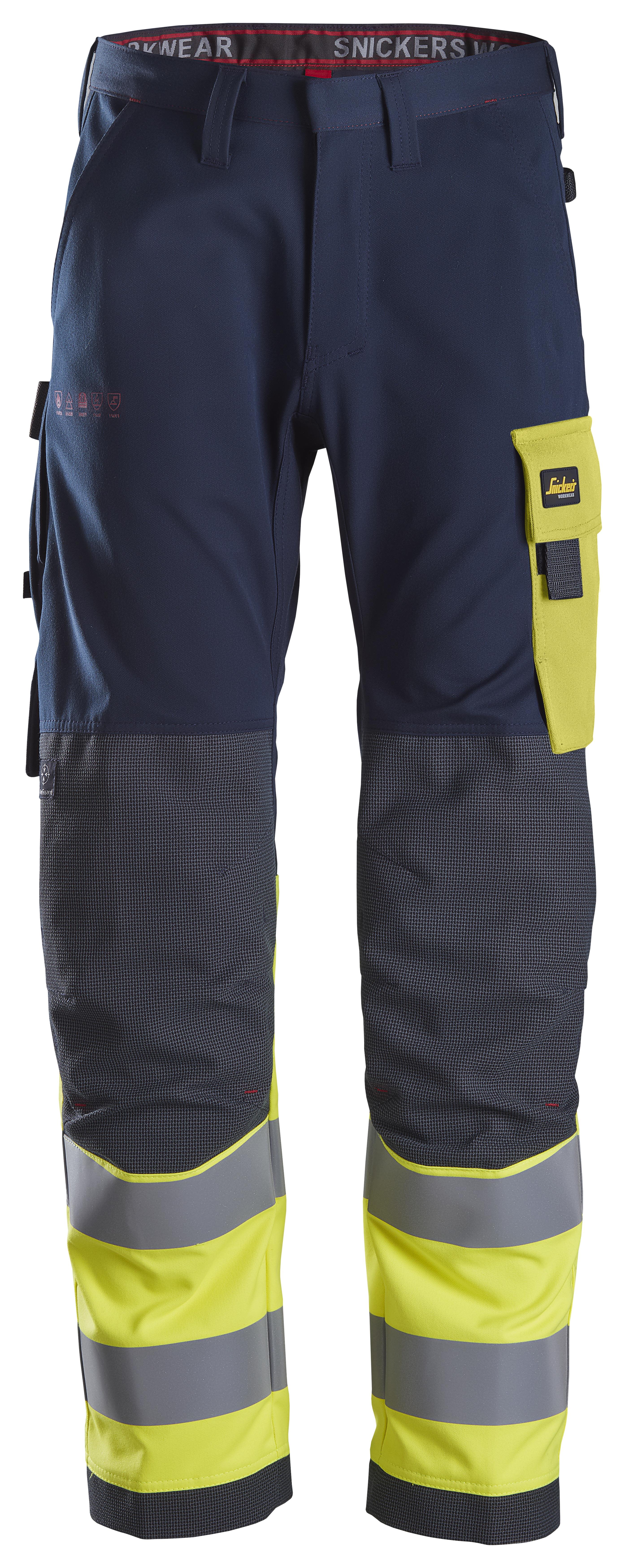 Snickers Workwear 6376 ProtecWork Arbetsbyxa marinblå/varsel, gul C48