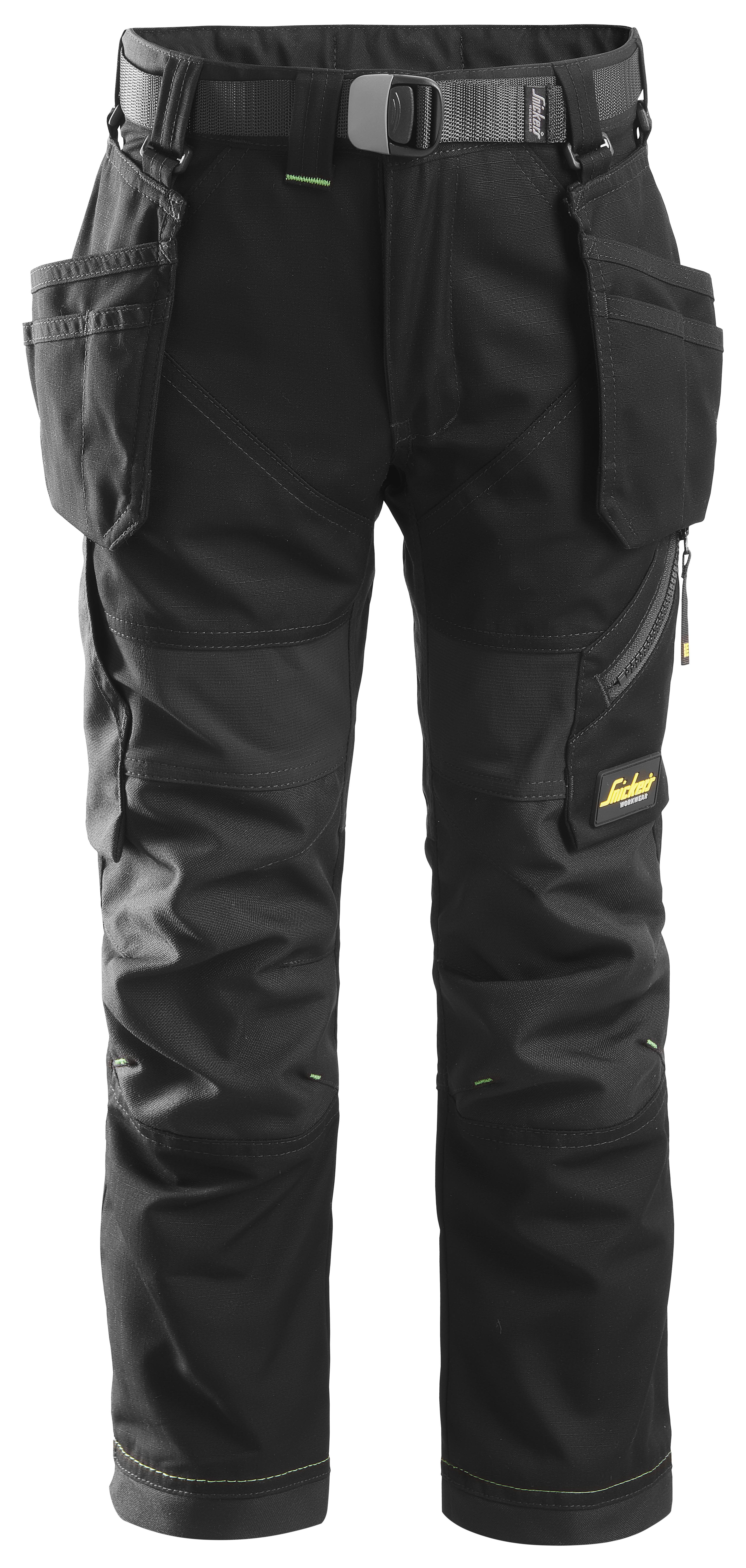 Snickers Workwear 7505 FlexiWork Arbetsbyxa för junior, svart 134