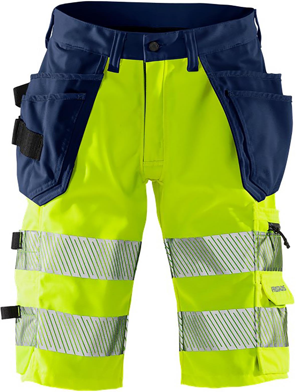 Fristads 2509 PLU Arbeidsshorts varsel, gul/marineblå Varsel, Gul/Marineblå