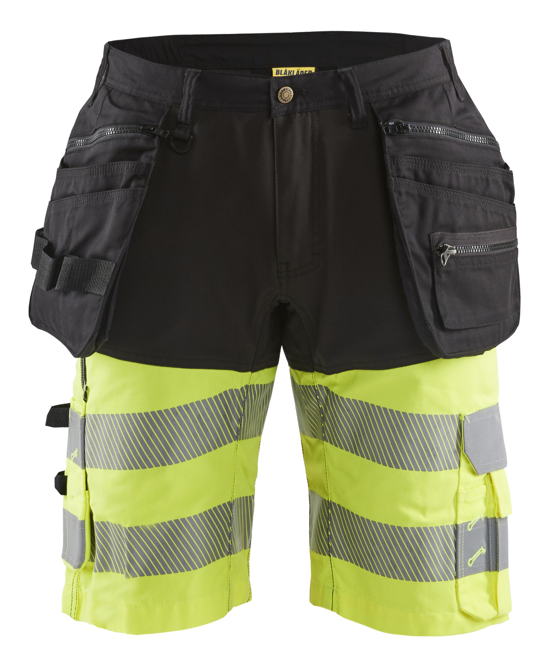Blåkläder 159618119933C60 Hi-vis shorts med stretch, sort/høj synlighed gul Stl C60