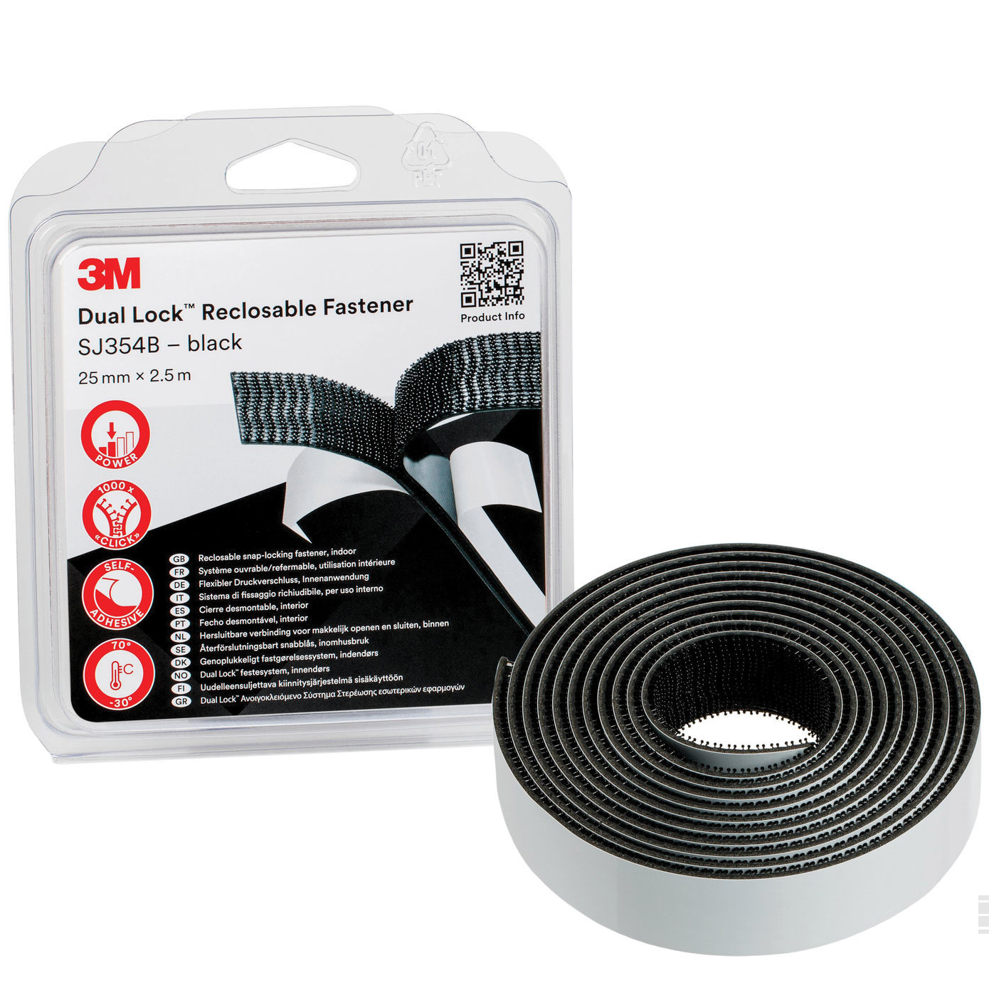 3M Dual Lock SJ354B Hurtig lås sort