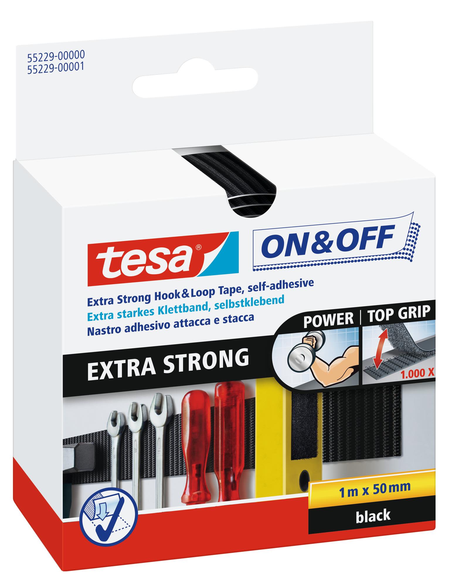 Tesa 55229 Kardborretejp svart, 1 m x 50 mm