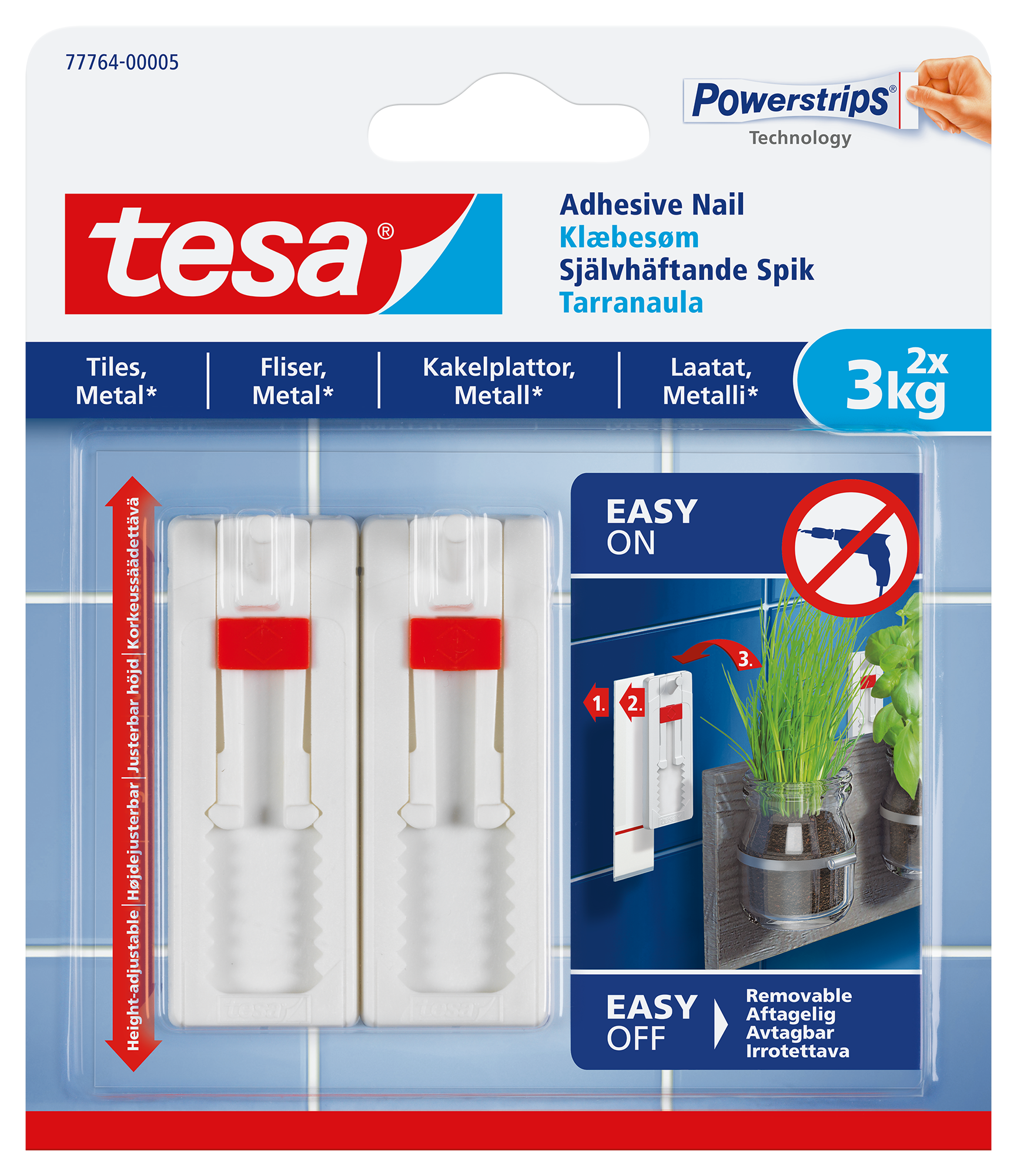 Tesa 77764 Spik självhäftande 2x3 kg