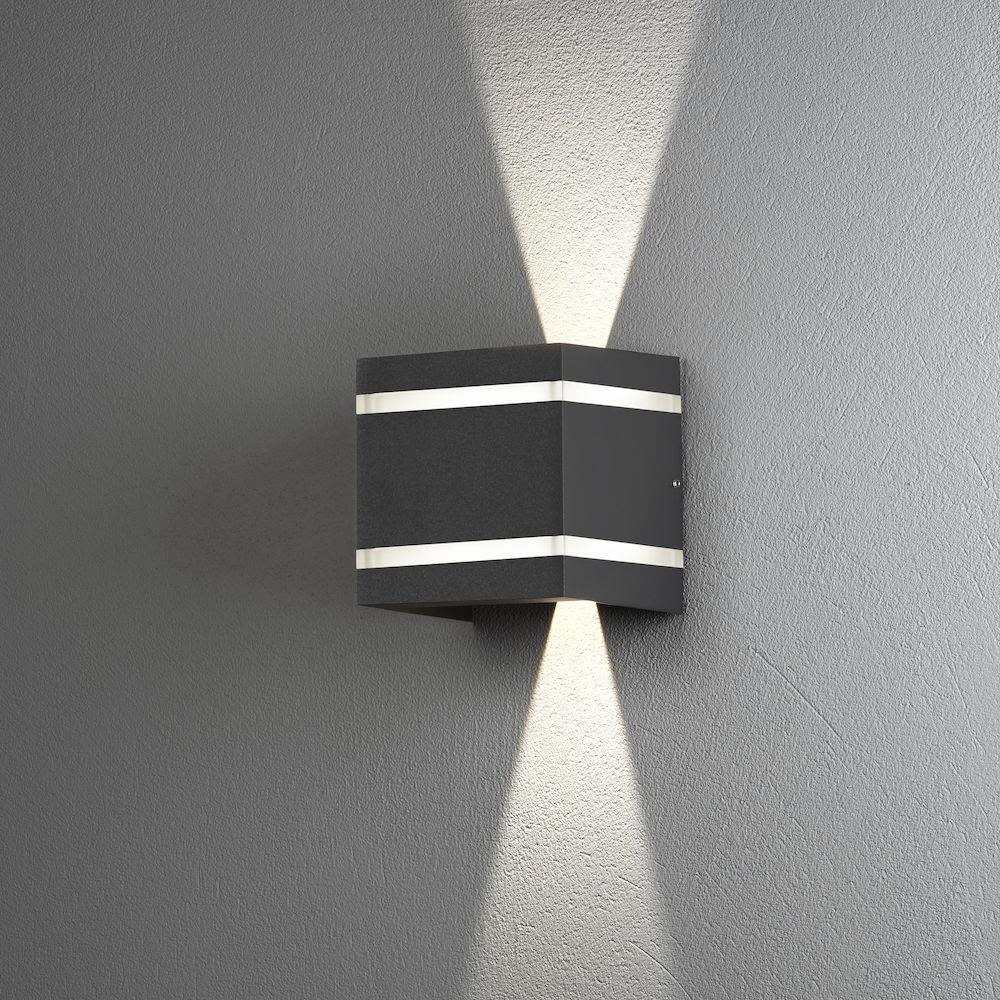 Konstsmide Cremona Veggarmatur LED, mørkegrå 2 x 3 W