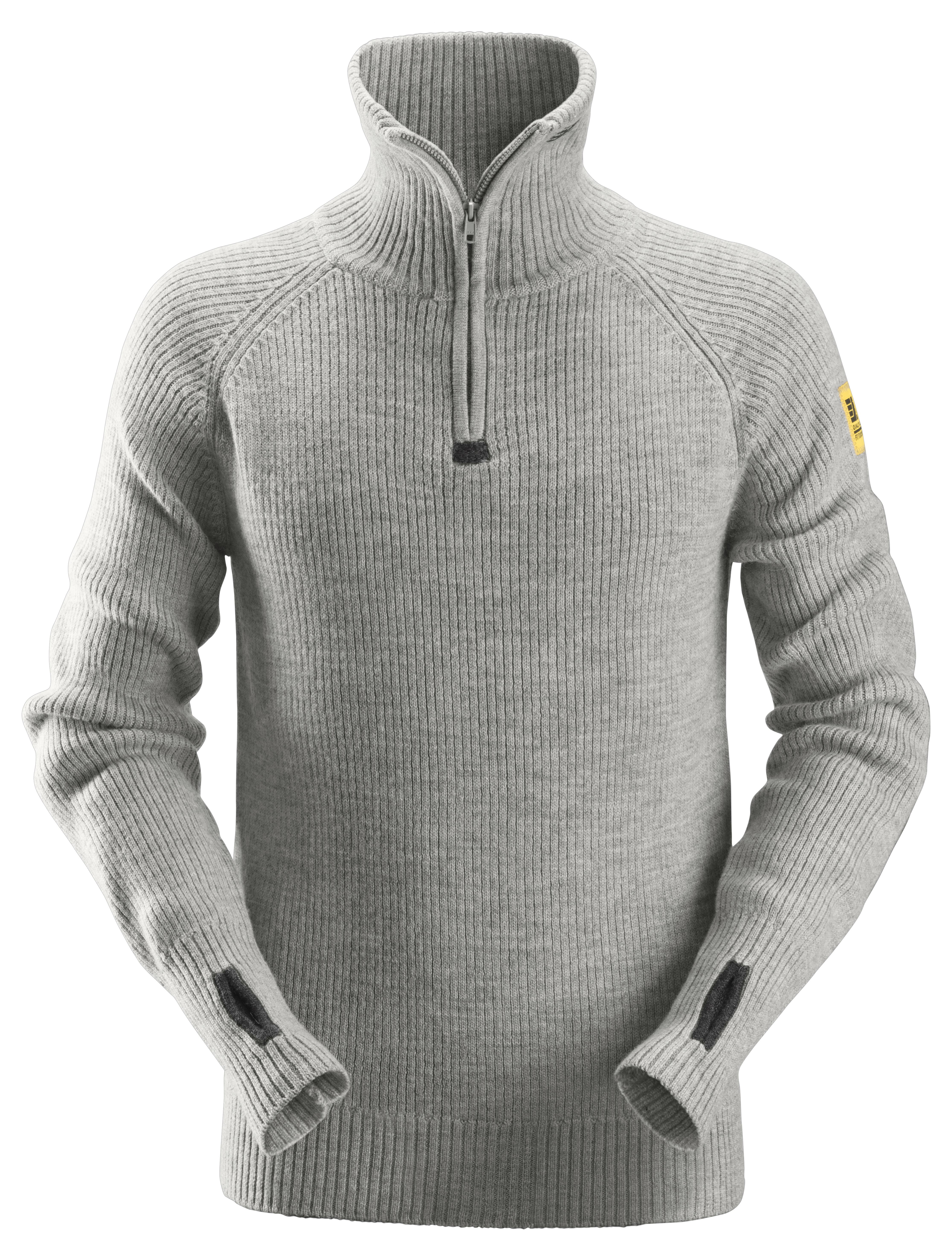 Snickers Workwear 2905 Sweater grå, med kort lynlås Grå