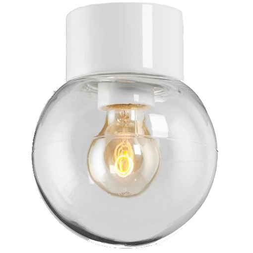 Ifö Electric Classic Glob 150 Takarmatur IP54, rak, E27, rak Vit