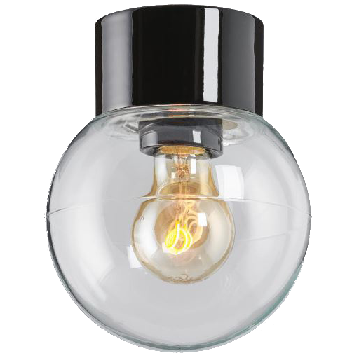Ifö Electric Classic Glob 150 Takarmatur IP54, rak, E27, rak Svart