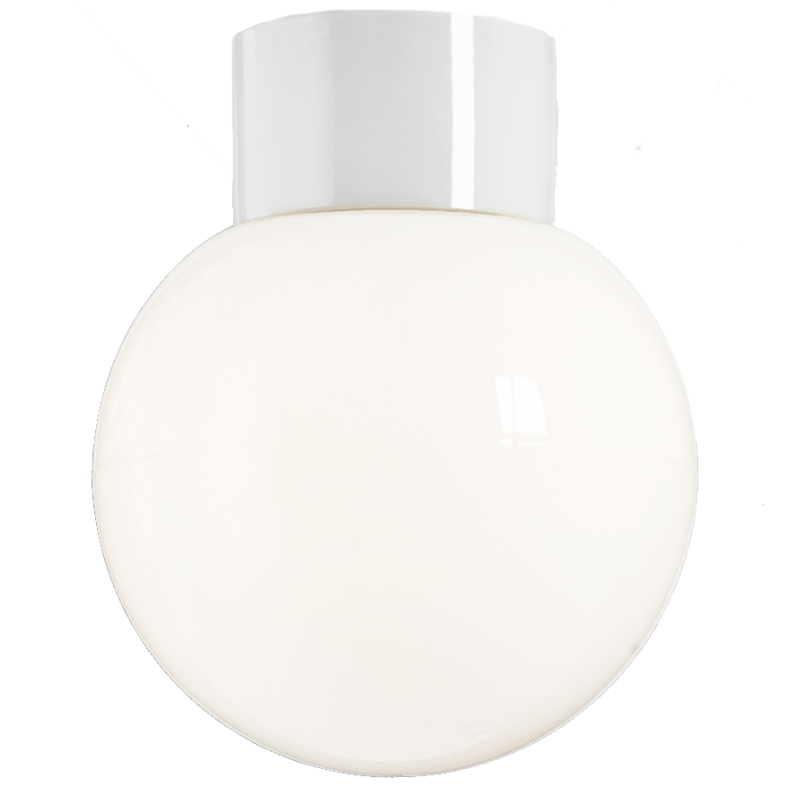 Ifö Electric Classic Glob 180 Takarmatur IP54, rak, E27, opal Vit