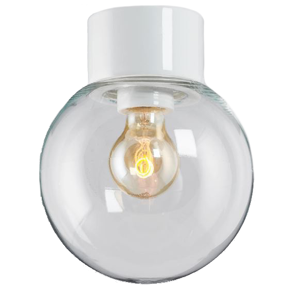 Ifö Electric Classic Glob 180 Takarmatur IP54, rak, E27, rak Vit
