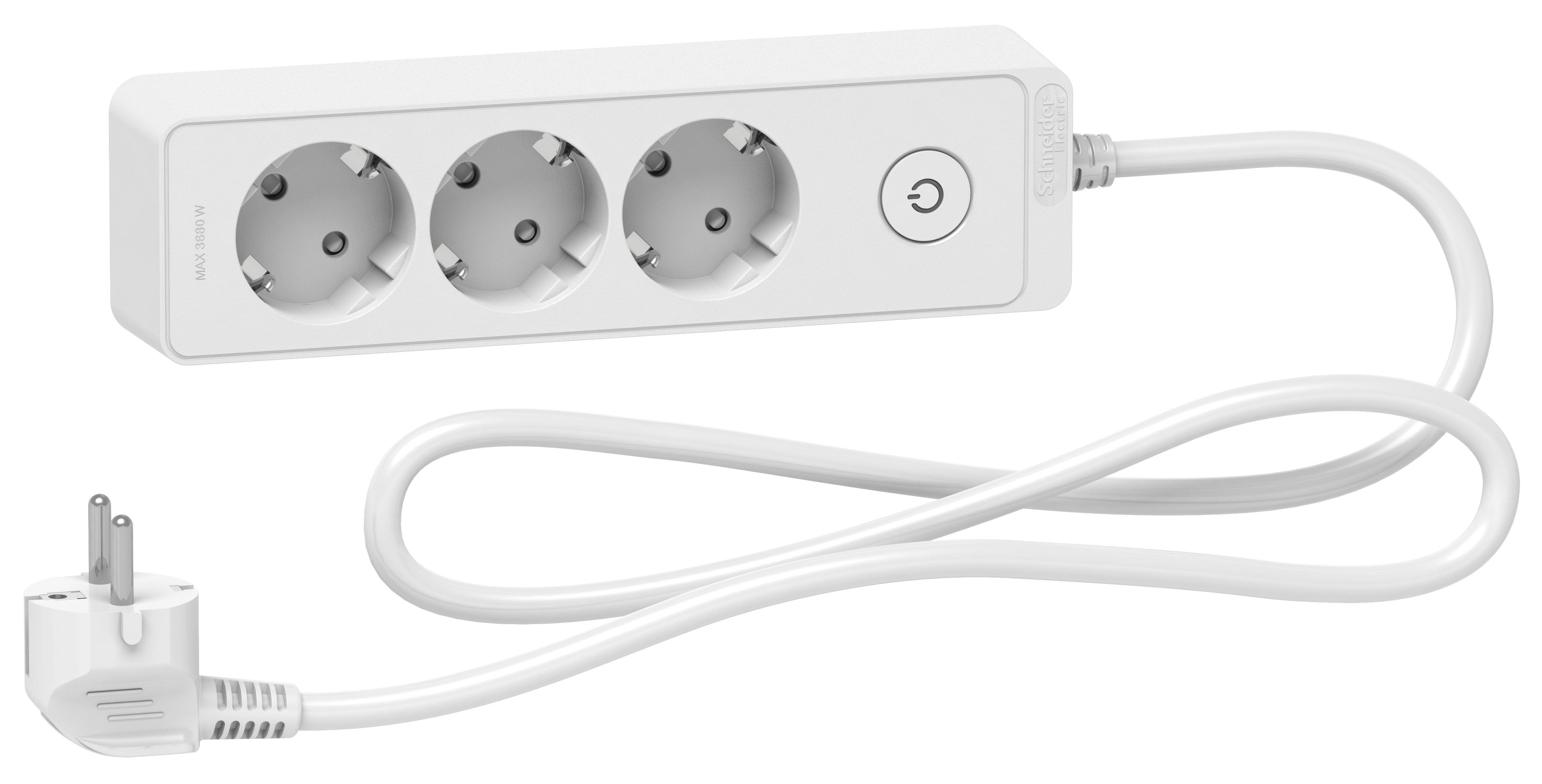 Schneider Electric Unica Extend Grenuttag 3-vägs, jordat, 1.5 m Vit
