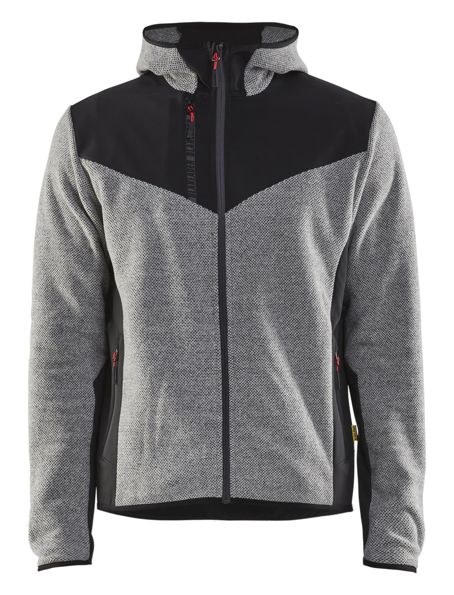 Strikket jakke, grå m/ sort XS