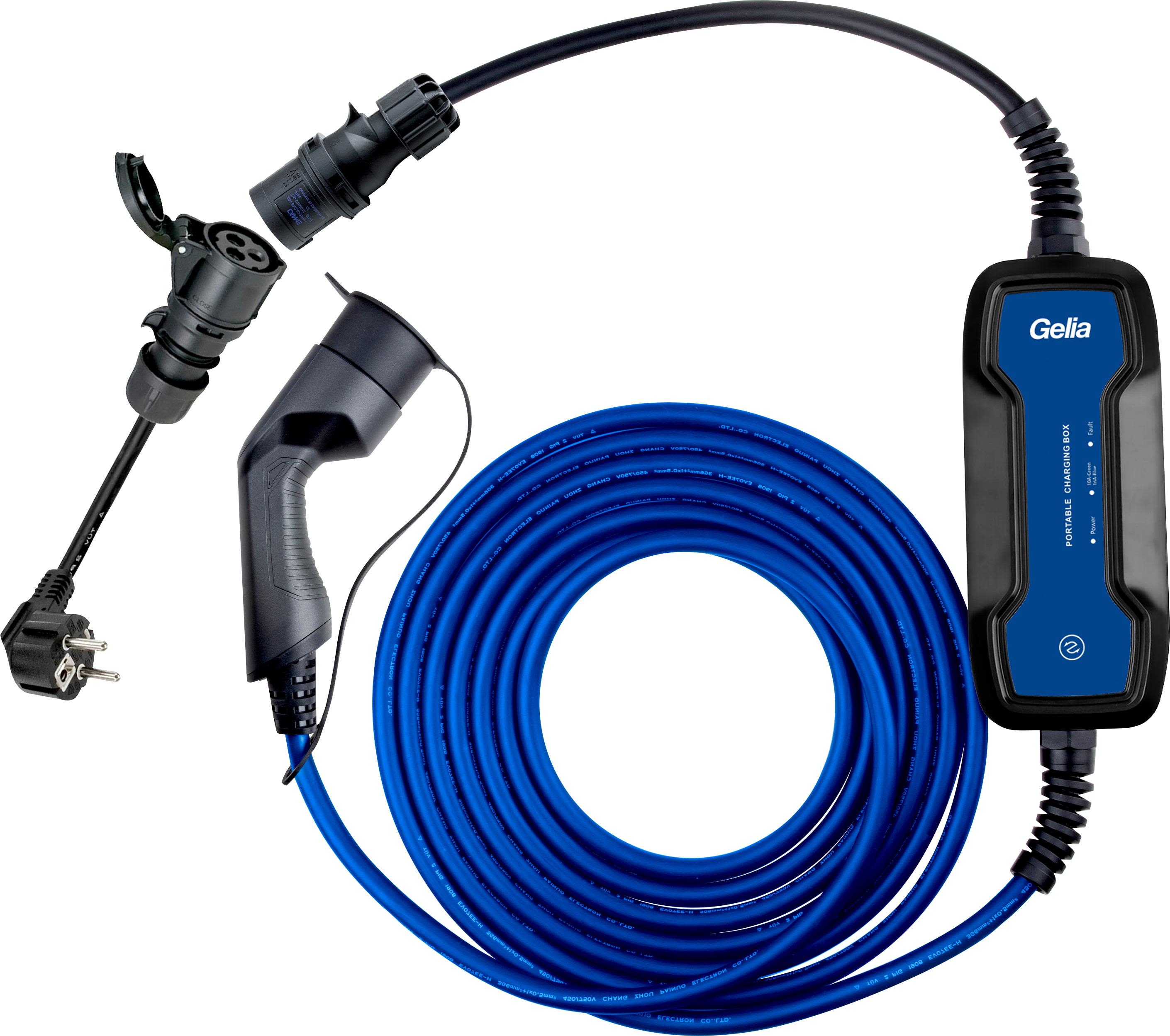 Gelia Amptec Laddkabel 1-fas, mode 2, CEE/Schuko, 10-16 A, 5 m