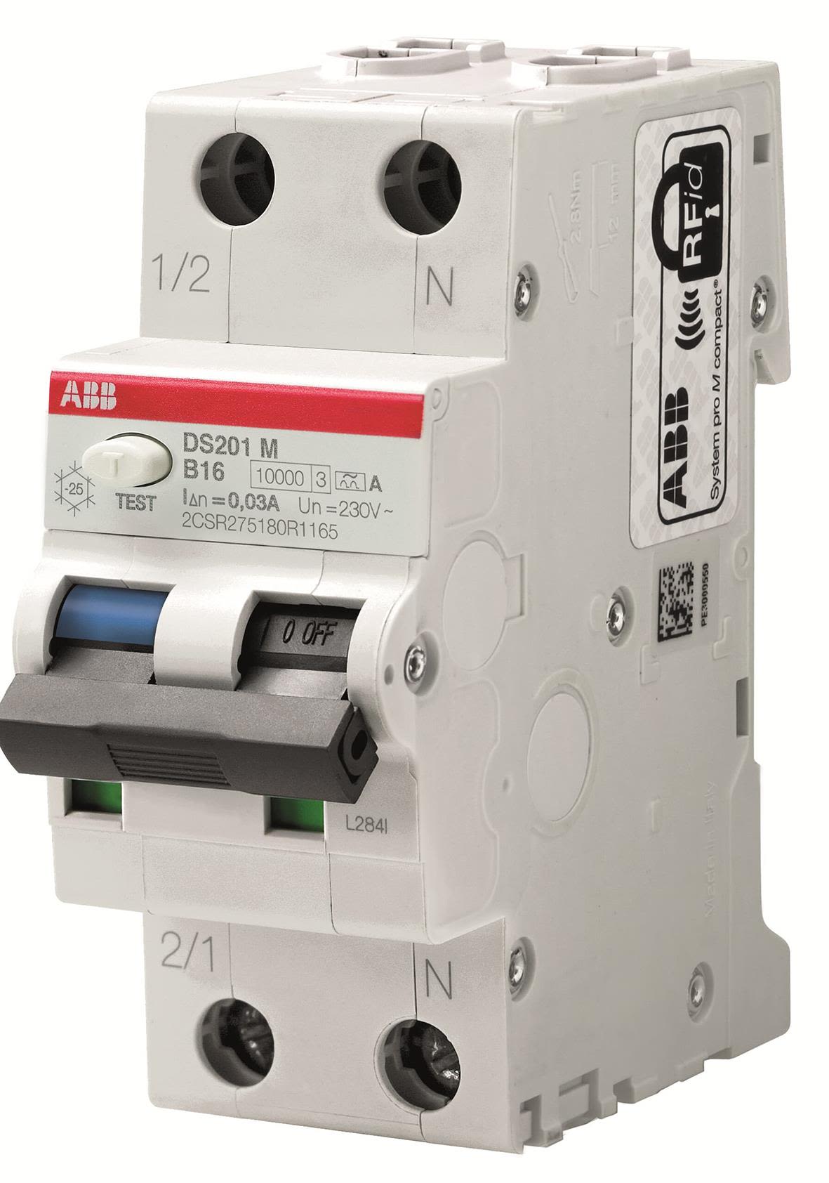 ABB 2CSR275180R2164 Personskyddsautomat 10kA, C-karakteristik, typ A DS201M C16 A100