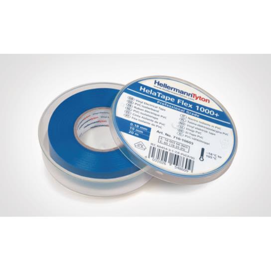 Hellermann Tyton HelaTape Flex 1000+ Elektrikerteip 19 mm x 20 m Blå