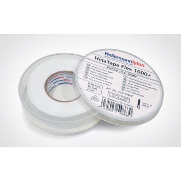 Hellermann Tyton HelaTape Flex 1000+ Elektrikerteip 19 mm x 20 m Hvit