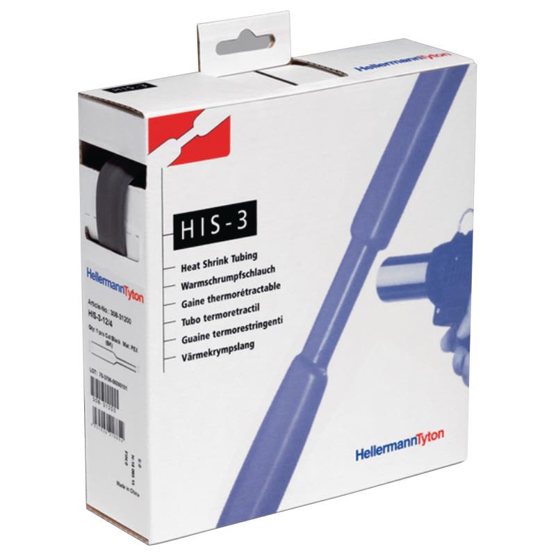 Hellermann Tyton HIS-3 Krympslang 3:1, svart 6/2 mm, 5 m