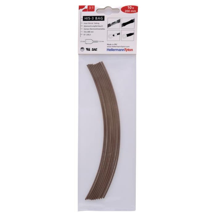 Hellermann Tyton HIS-3 Bag 1,5/0,5 Krympslang 1,5/0,5 x 200 mm, 10-pack Brun