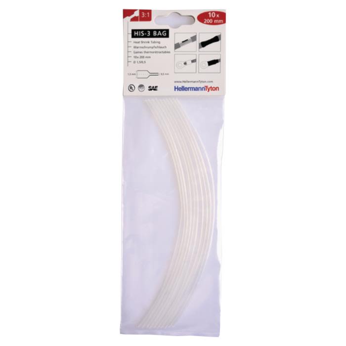 Hellermann Tyton HIS-3 Bag 1,5/0,5 Krympslang 1,5/0,5 x 200 mm, 10-pack Transparent