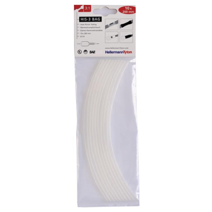 Hellermann Tyton HIS-3 Bag 3/1 Krympslang 3/1 x 200 mm, 10-pack Transparent