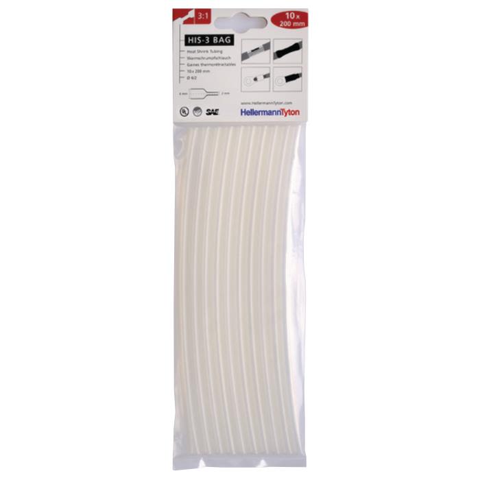 Hellermann Tyton HIS-3 Bag 6/2 Krympslang 6/2 x 200 mm, 10-pack Transparent