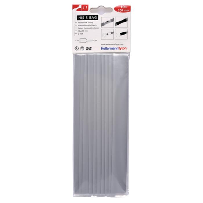 Hellermann Tyton HIS-3 Bag 12/4 Krympslang 12/4 x 200 mm, 10-pack Grå