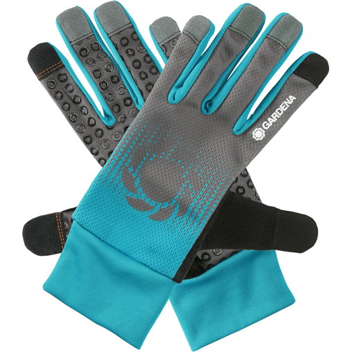 Gardena 11502-20, Hagehansker, Sort, Blå, Grå, L, Bomull, Elastan, Nylon, Polyester, Polyurethan