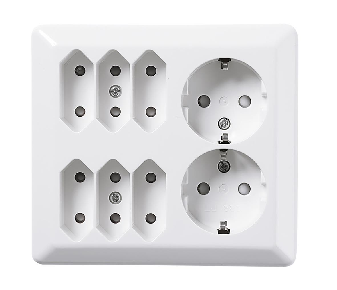 Elko EKO07482 Vägguttag renvit, 6 euro, 2 schuko