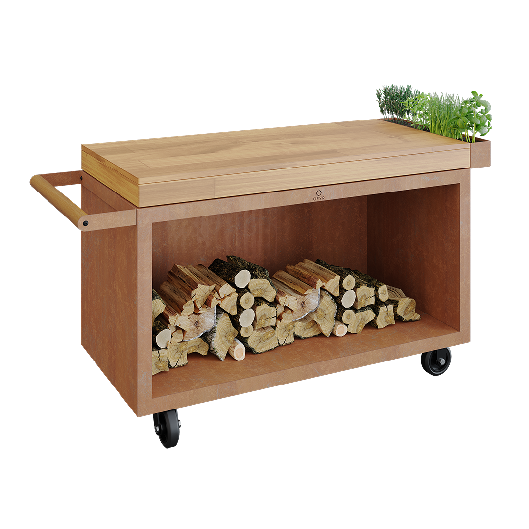 OFYR OFYR Mise en Place Table Corten 135 PRO TW Arbetsbord 135 x 65 cm Skärbräda i teak