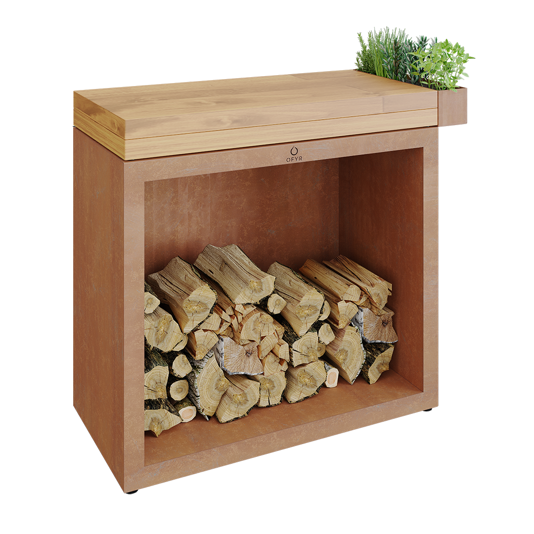 OFYR Butcher Block Storage 90 TW Arbetsbord toppskiva i teakträ