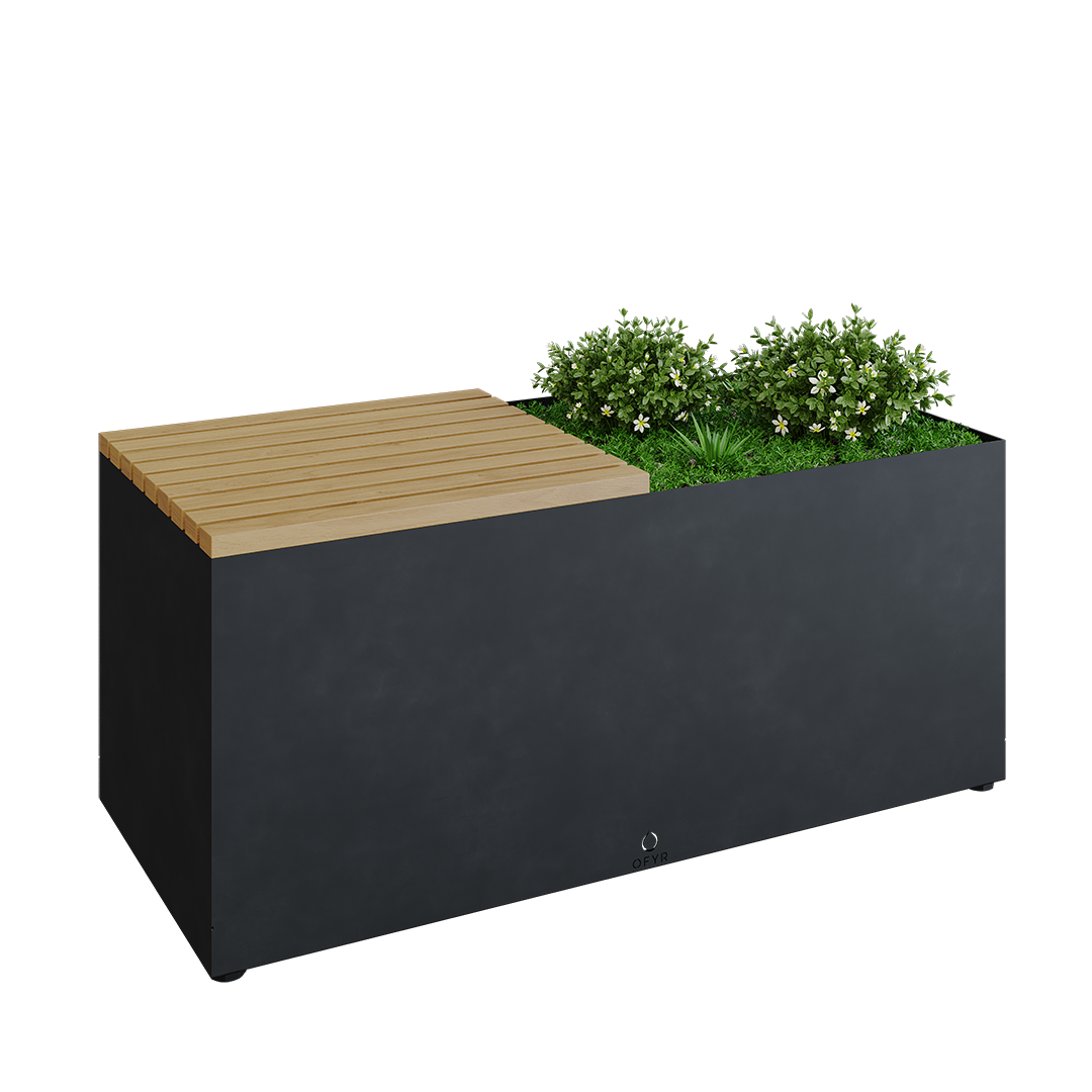 OFYR Herb Garden Bench Black Trädgårdsbänk sittskiva utav trä Svartlackerat stål