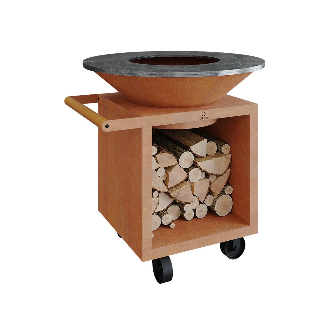 OFYR Classic Storage Corten 100 PRO Grillbord handtag av teakträ Cortenstål