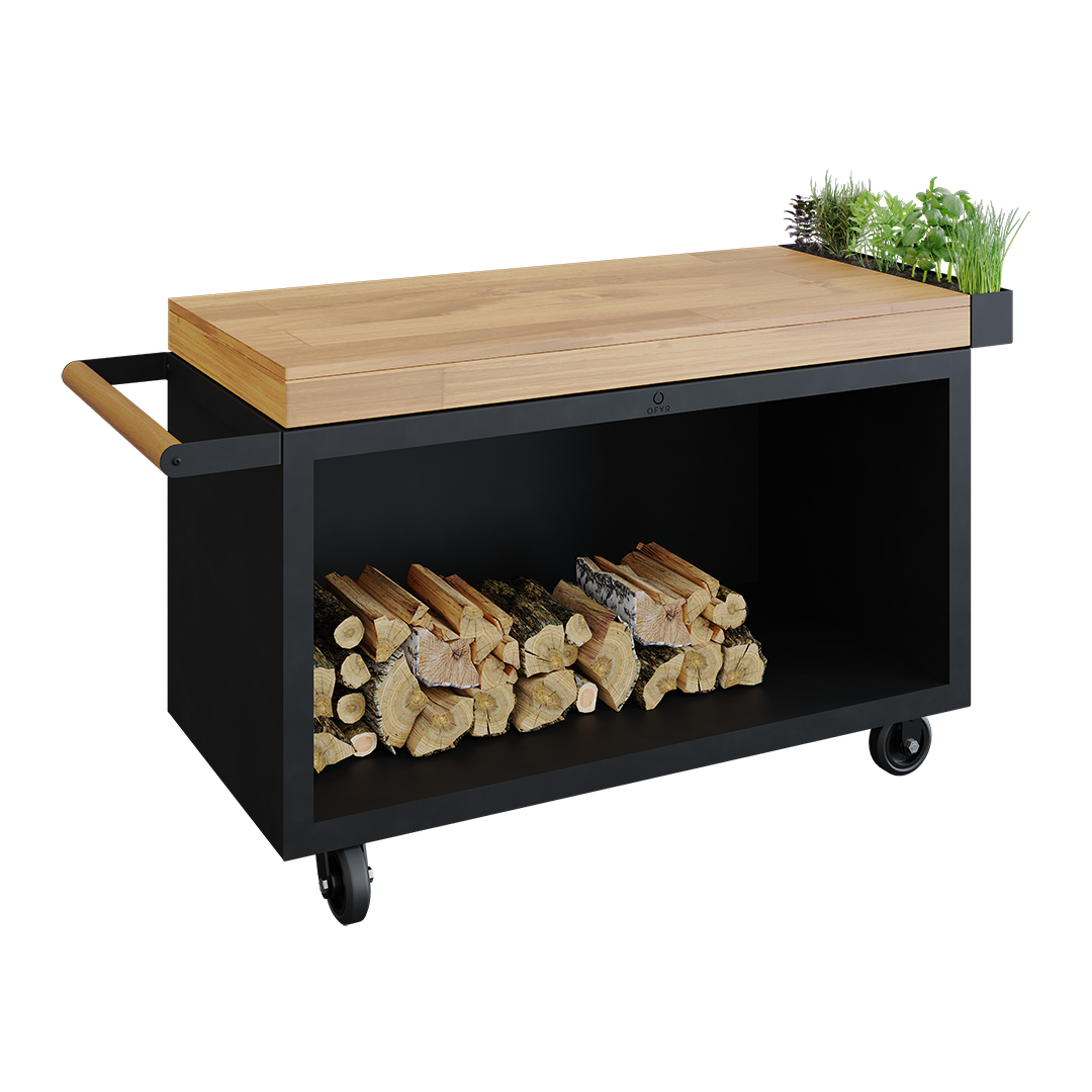 OFYR Mise en Place Table Black 135 PRO TW Arbetsbord 135x65cm Skärbräda i teak