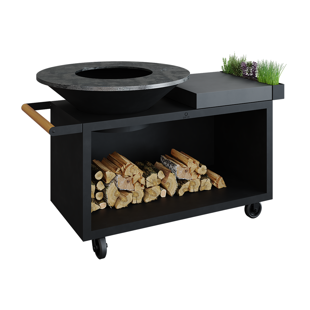 OFYR Island Black 100 PRO CD Grillbord med flaskställ Skärbräda i keramik