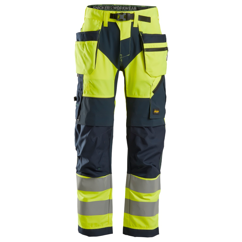 Snickers Workwear 6932 FlexiWork Arbeidsbukse varsel, gul/marineblå Varsel, Gul/Marineblå