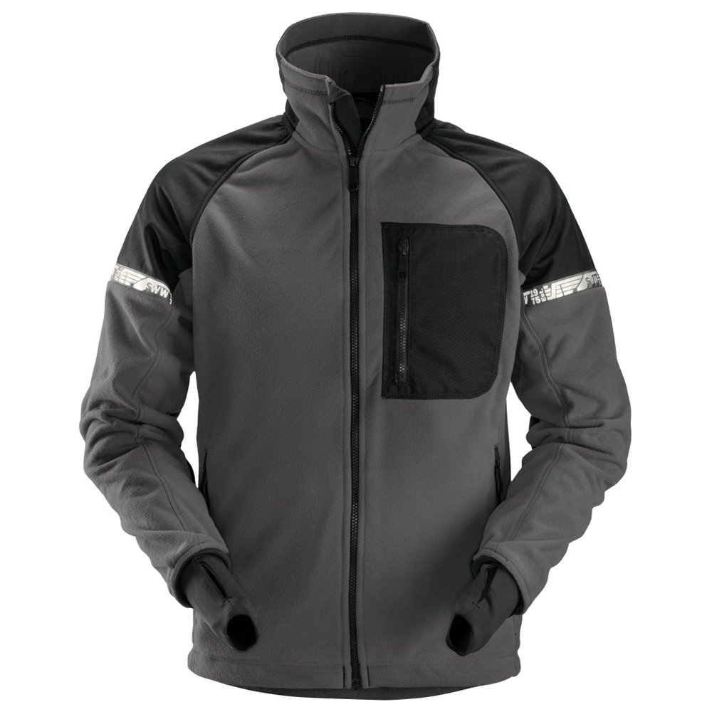 Snickers Workwear 8005 AllroundWork Fleecejakke vindtett, stålgrå/svart Stålgrå/Svart