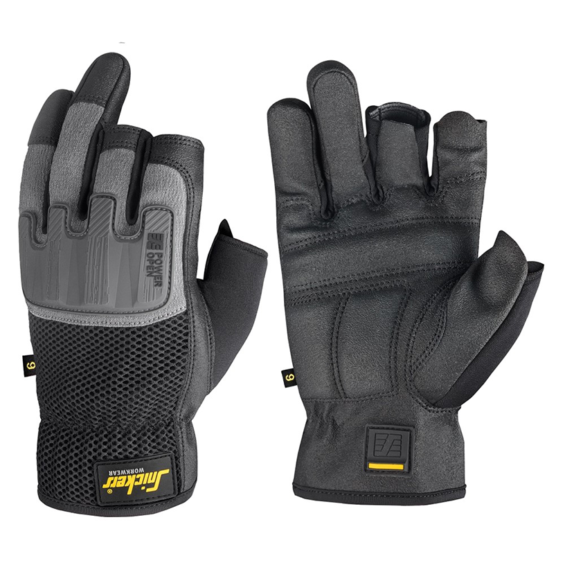 Snickers Workwear 9586 Power Open Handske svart/stengrå 8