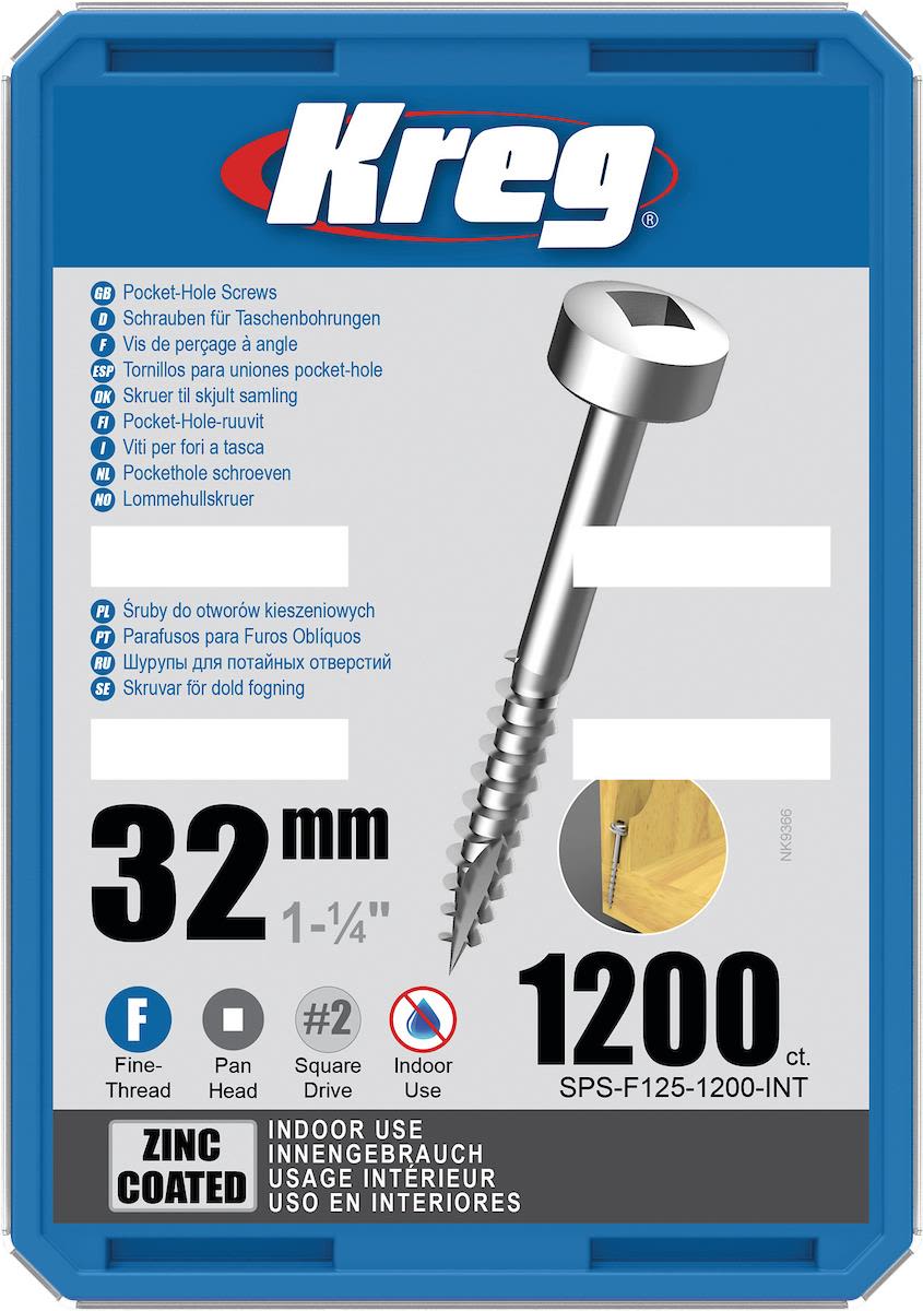 Kreg SML-F125-1200 Skruv 32 mm Ø, förzinkad, Maxi-Loc 1200-pack