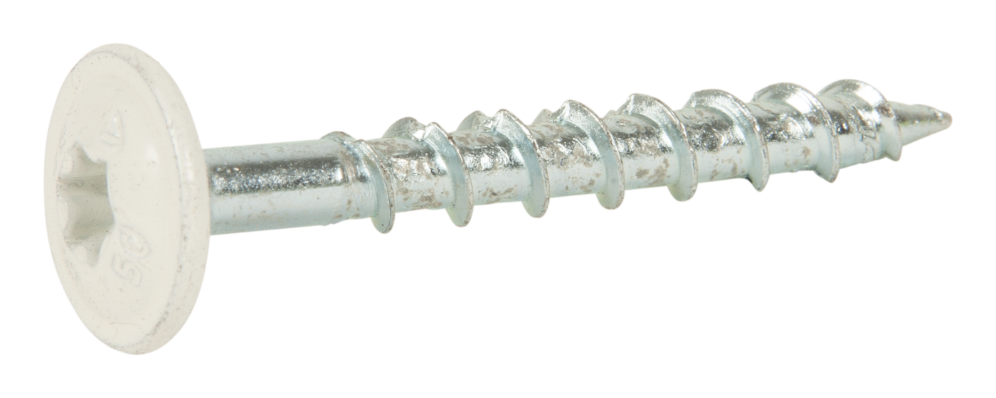 ESSVE 113204 Treskrue 6 mm Ø, WAF, hvit, FZB, 100-pakning 50 mm