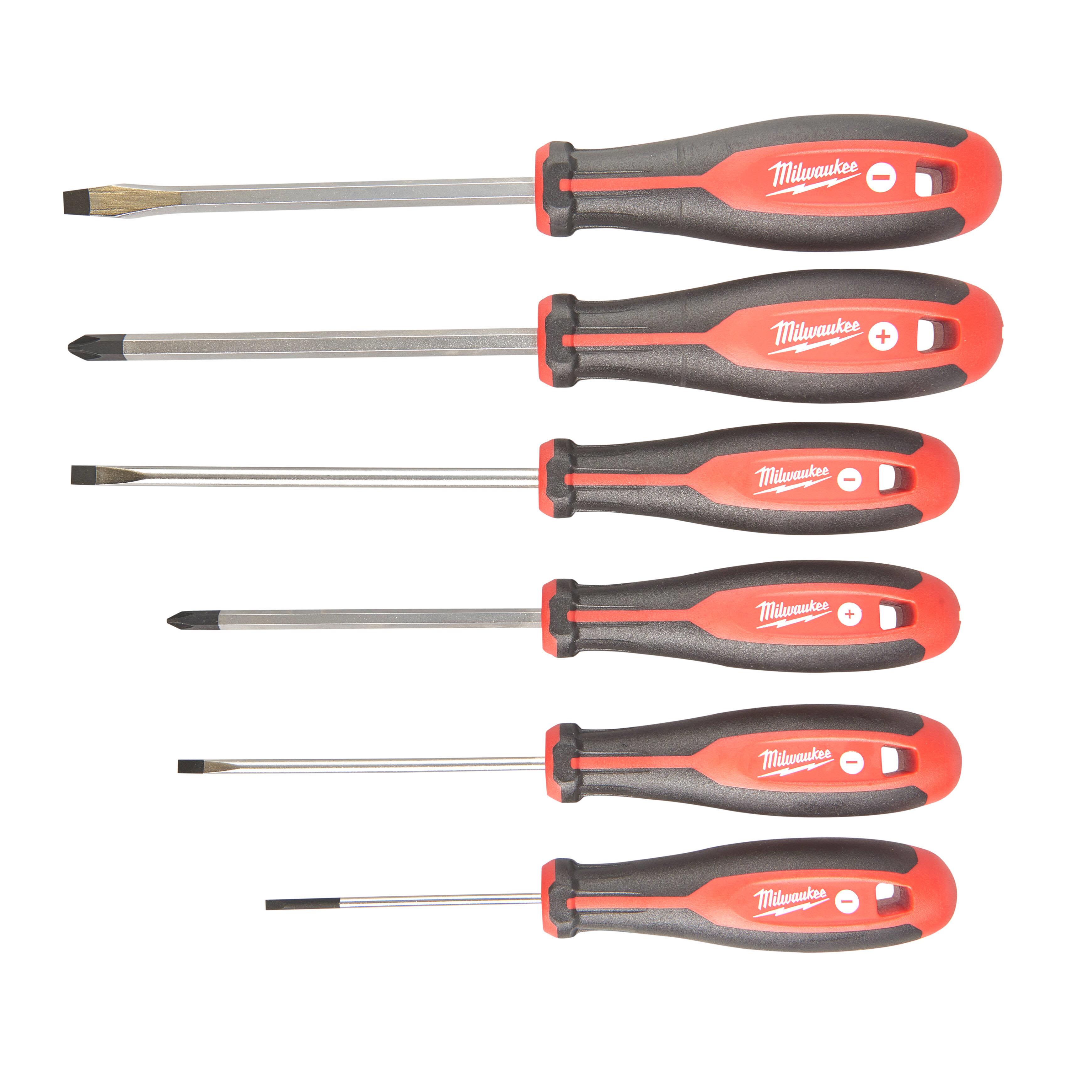 Milwaukee Tri-Lobe Skrutrekkersett med rundt skaft PH1/PH2/SL3/SL4/SL5.5/SL6.5