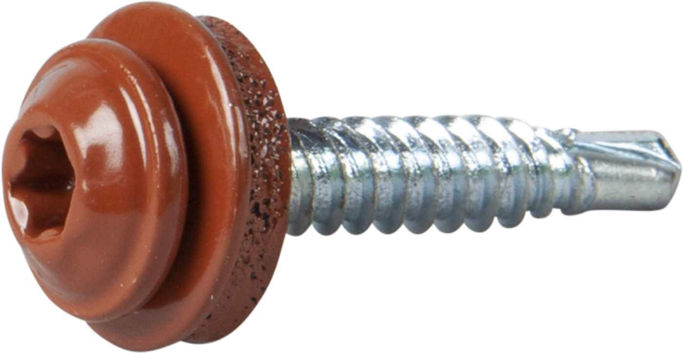 ESSVE 63354 Monteringsskrue 4,2 x 25 mm, TX20, med skive rød (RAL8004), 100-pakning