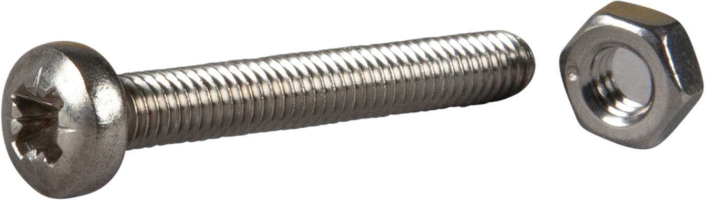 ESSVE 550282 Maskinskrue m. mutter, avrundet hode, syrefast A4 M3 x 20 mm, 10-pakning
