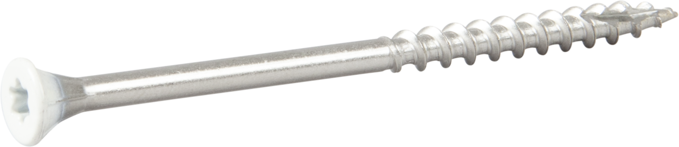 ESSVE 537172 Fasadeskrue 4,4 x 72 mm, rustfri/syrefast A4, bånd. Hvit, 250-pakning