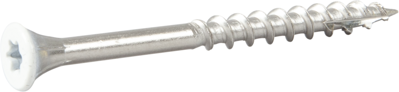 ESSVE 537145 Fasadeskrue 4,4 x 45 mm, rustfri/syrefast A4, bånd. Hvit, 250-pakning