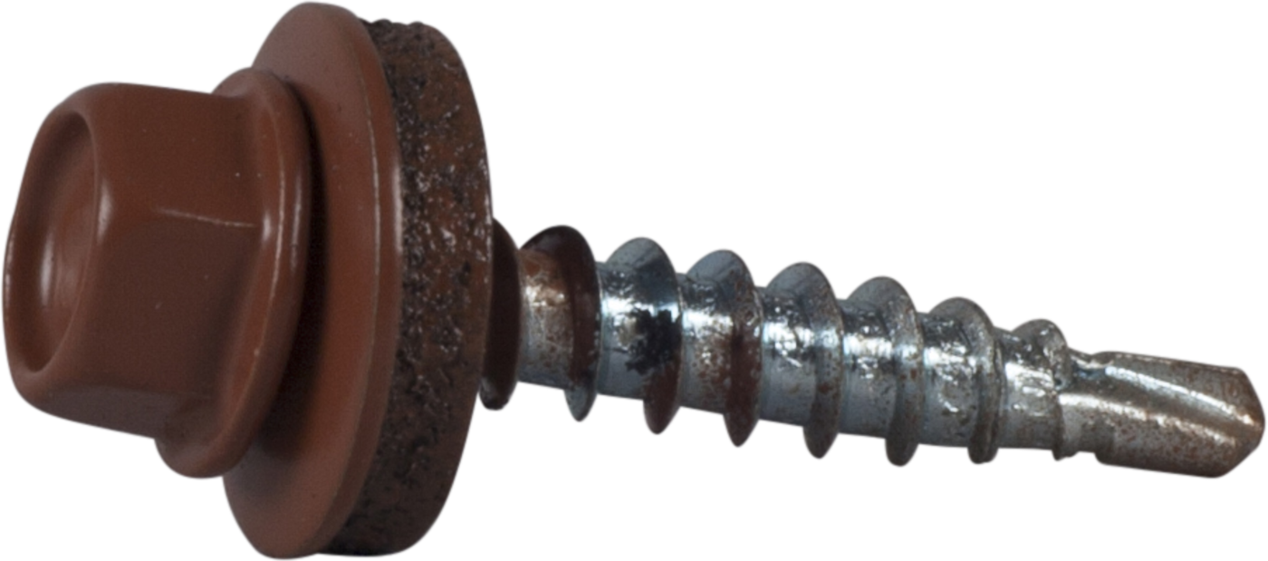 ESSVE 64923 Farmerskrue 4,8 x 28 mm, borspiss, 250-pakning Mursteinsrød (RR750)