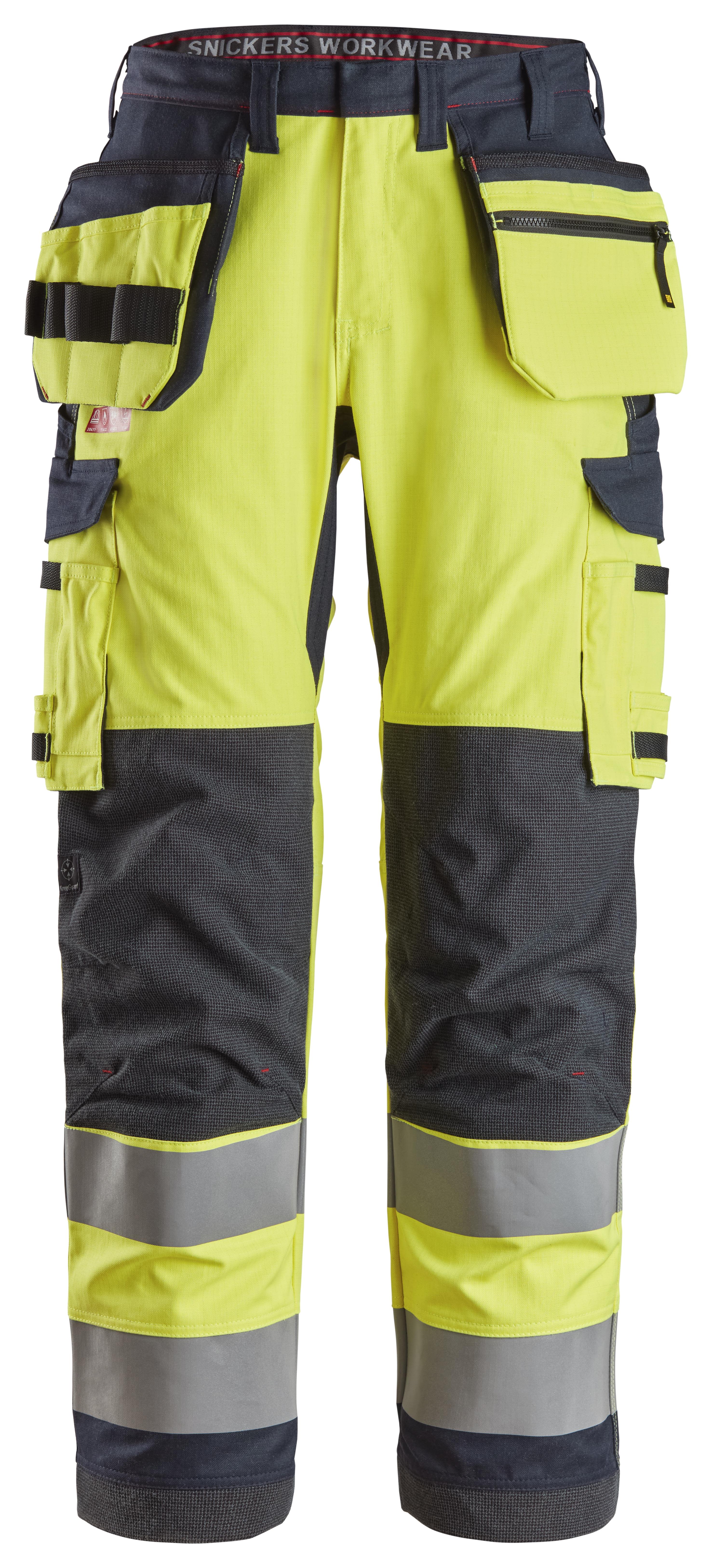 Snickers Workwear 6261 ProtecWork Arbeidsbukse varsel, gul/marineblå, med hylsterlommer 112