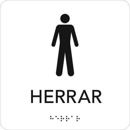 UniGraphics 6705353 Skylt herrar, taktil, 150 x 150 mm Vit, svart text