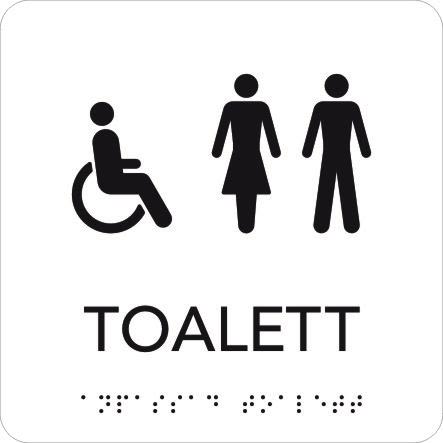 UniGraphics 6705359 Skylt rullstol/toalett, taktil, 150 x 150 mm Vit, svart text